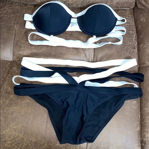 Fashion Nova Other - strapped bikini black white strapless M